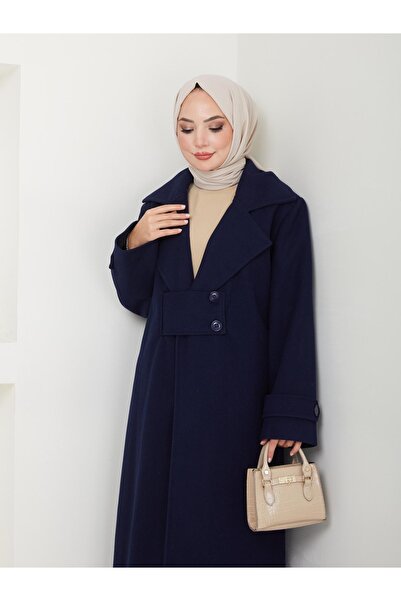 ELBİSHE Button Detailed Oversize Loose Fit Cashew Coat Ck-1001