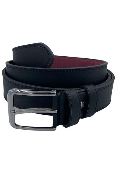 Süzer Deri 4 cmBattal Classic Faux Leather Stitched Model Belt Black
