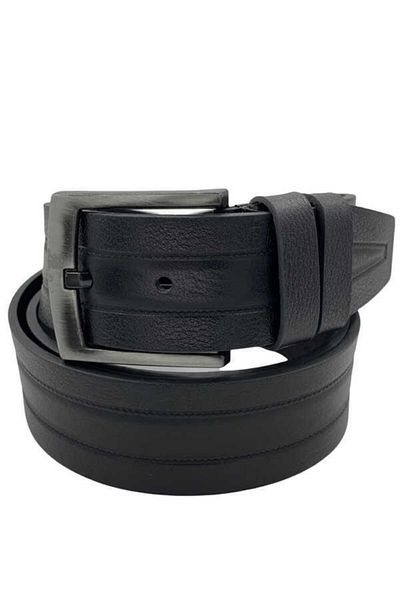 Süzer Deri 4.5 cmSports Genuine Leather Patterned Model Belt Black