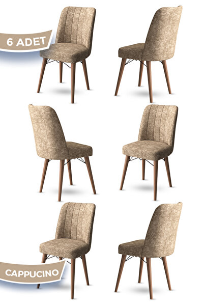 odrina Tezun Serisi 6 Adet Cappucino Mutfak Sandalyesi 1. Sınıf Kumaş Pinotex...