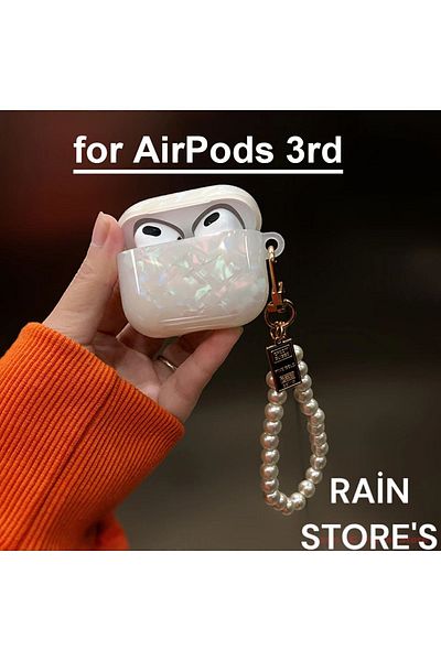Rain Stores Airpods 3Generation Compatible White Headphone Case with Crystal Cut