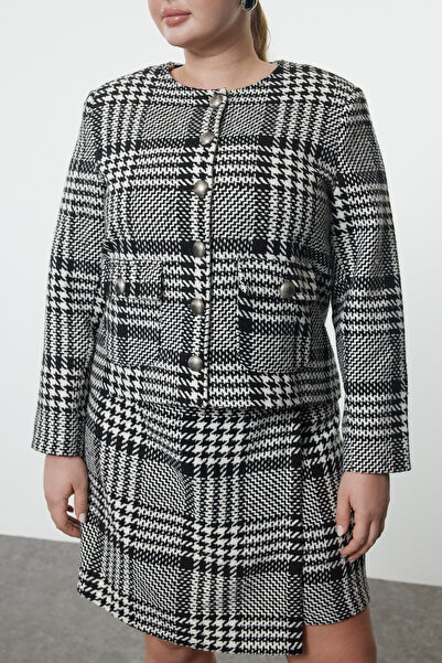 Trendyol Curve Μαύρο-άσπρο σακάκι με σχέδιο Houndstooth - TBBAW25AG00005