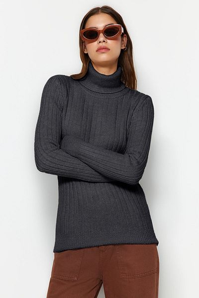 Trendyol Collection Basic Knitwear Sweater - Dark Anthracite, Soft Texture TWOAW20FV0133