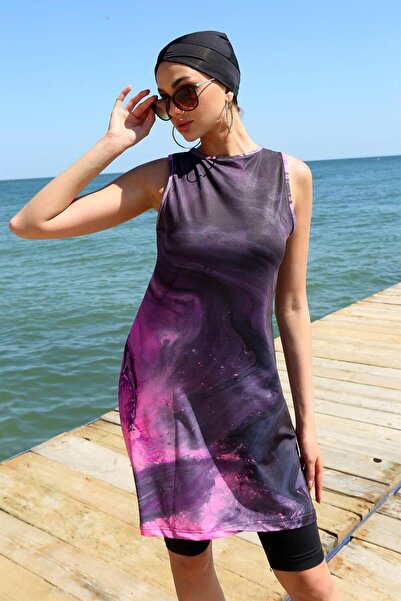 Akbeniz Μαγιό Half Hijab - Zero Sleeve Pattern, Μοντέλο 33011