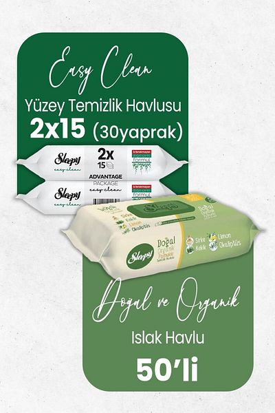 Sleepy 50' Natural Organic Wet Wipes and 30' Cleaning Towels