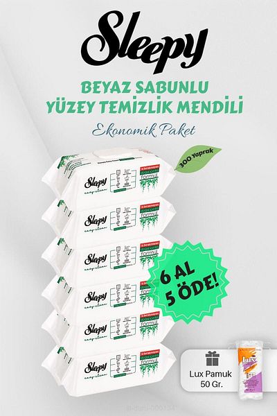 Sleepy 50 Pieces of Surface Towels with White Soap - Buy 6 Get 5