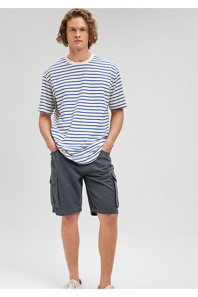 Mavi Tricou cu dungi cu tăietură lejeră - Cu croiala lejeră0612023-70907