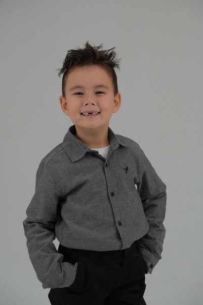 ASG TEKSTİL Gray Color Long Sleeve Boys' Shirt