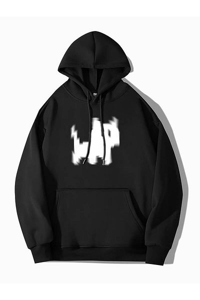 Aesthia Mingalondon Black Hooded White Cat Sweatshirt