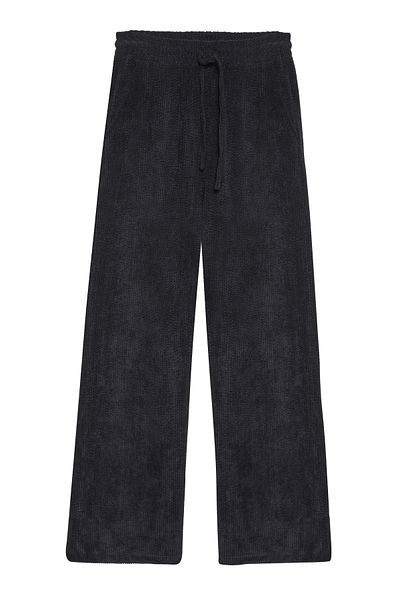 Quzu Anthracite Velvet Trousers - Elastic Waist