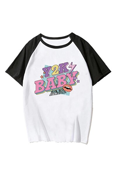 Aesthia MINGALONDON Y2K Baby White Oversize kroj Raglan rukav T-shirt