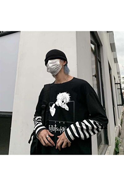 Aesthia MINGALONDON Jujutsu Kaisen unisex crna T-shirt - Štampano lažni rukavi