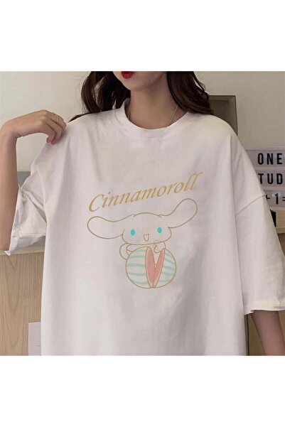 Aesthia MINGALONDON Cinnamoroll & Lubenica Sa deznom Bela Unisex Oversize kro...