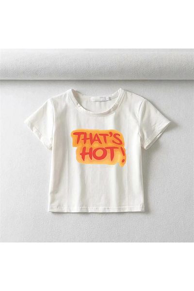 Aesthia ΜΑΓΚΙΝΑΛΟΝΔΑ - White Crop, That's Hot! Πορτοκαλί τυπωμένο