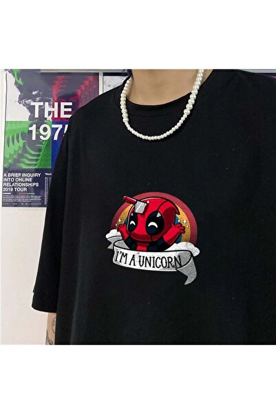 Aesthia Jednorog Sa deznom Crni Oversize kroj T-shirt - MINGALONDON