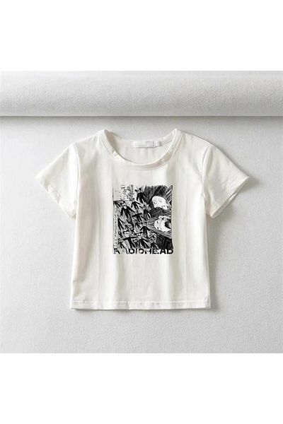 Aesthia Εκτυπωμένη αφίσα Radiohead - T-Shirt MINGALONDON White Crop