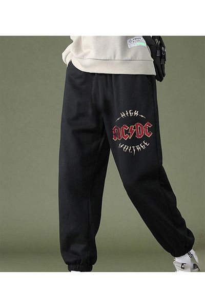 Aesthia Σειρά MINGALONDON Rock - Unisex Μαύρο Oversize Φούτερ με τυπωμένο λογότυπο AC/DC