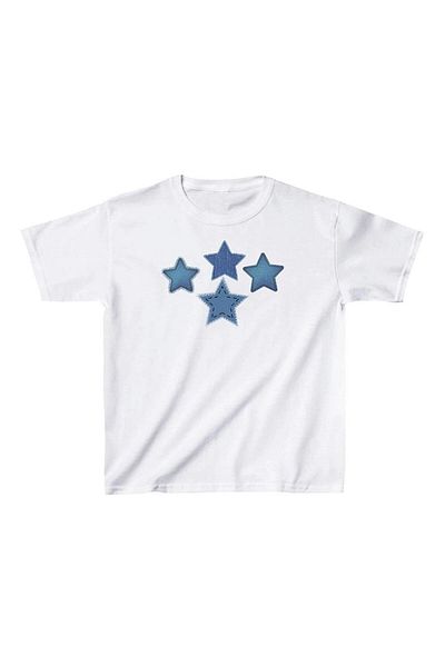 Aesthia MINGALONDON - Μπλούζα με τζιν Star Printed Belt Length Crop