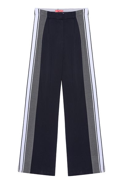 Quzu High Waist Navy Blue Striped Pants