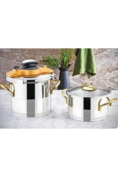 Evimsaray Venüs 4 Parça Düdüklü Tencere Seti Gold