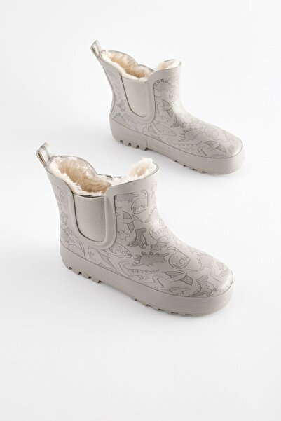 Next Baby Gray Dinosaur Printed Waterproof Lined Rain Boots / Boots