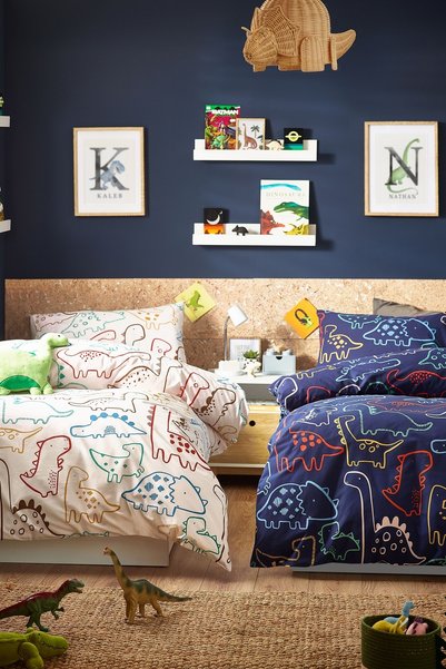 Next Baby Ecru Navy Blue Dino 2-Piece Duvet Cover Set