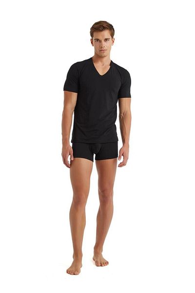 Blackspade V-Neck Black T-Shirt - Tender Cotton, Short Sleeve C9T3N2O9