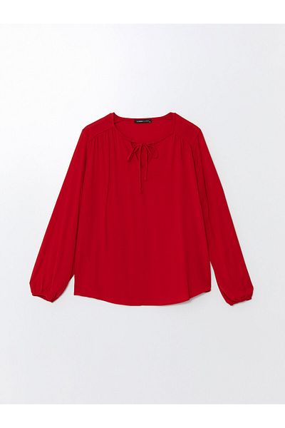 LC Waikiki Lcwaıkı Classic Red Women's Tie-Up Collar Straight Blouse