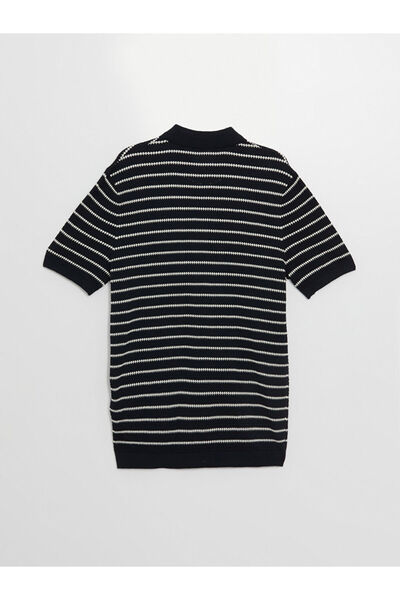 LC Waikiki Gestreifter Herren-Strickpullover mit Polokragen – kurze Ärmel