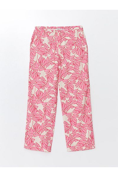 LC Waikiki Patterned Comfortable Patterned Women's Trousers with Elastic Waist