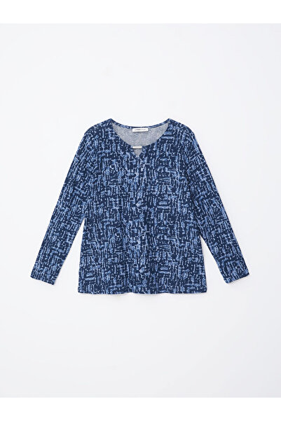 LC Waikiki Lcw Grace Bisiklet Yaka Desenli Uzun Kollu Kadın Bluz