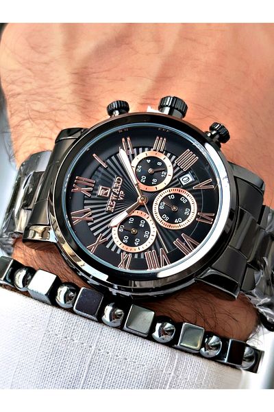Reward 3 Atm Waterproof Men's Wristwatch - Black Color, Steel Cord, Bracelet Inclus