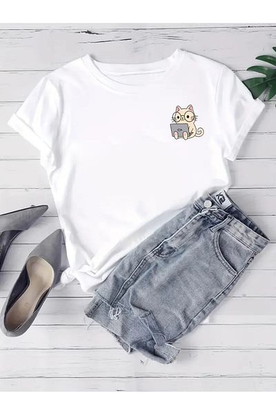 Apparelix Μπλουζάκι Unisex Oversize Crew Neck - Cute Cat Printed