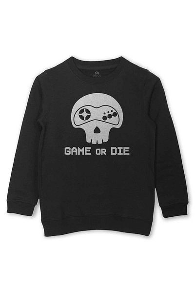 so cool Детски черен суитшърт с щампа Game Or Die - Midnight Club Game and Series