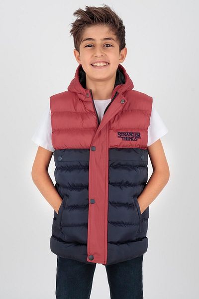 AHENGİM Boy's Stranger Embroidered Puffer Vest - Ak 216162