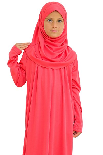 Modish Group Σετ παιδικών ενδυμάτων προσευχής δύο τεμαχίων με κασκόλ, ισλαμικό σετ ρούχων για κορίτσια - Κόκκινο