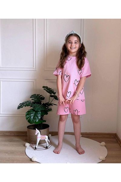 Kamber Sisters Girl's Set with Heart Shorts