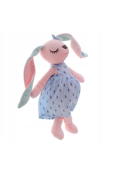 e-life shop Soft Dokulu İthal Kumaş Uyku Arkadaşım Uzun Kulaklı Sarılabilir Tavşan Peluş Oyuncak Metoo 35 cm.