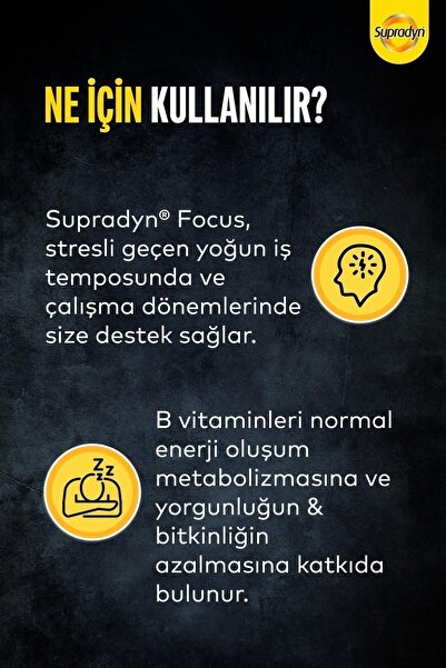 Supradyn Focus 30 Film Kaplı Tablet| Zeytin Polifenolü, Ginseng, Multivitamin Ve Mineral Içeren Takv