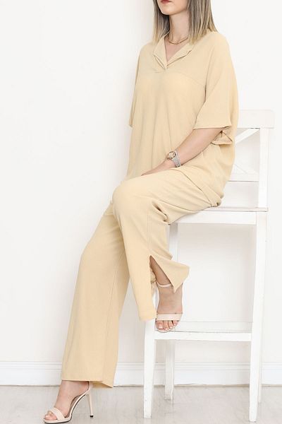 Moka Shopin Beige Mokashopin Double Breasted Collar Set - 6782.1254