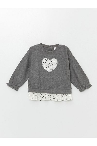 LC Waikiki Lcw Crew Neck Long Sleeve Printed Girls' Sweatshirt and Leggings Set of 2