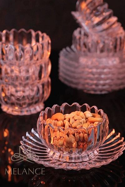 Melance 12 Piece Crystal Glass Snack Bowl, Presentation Treat Set