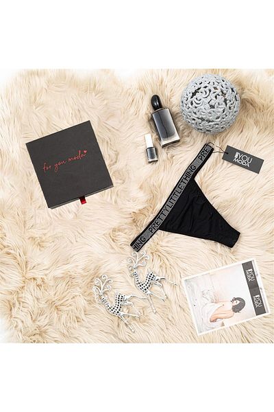 For You Lingerie Snur negru - Cutie cu detaliu de piatră