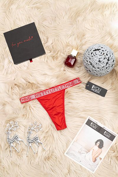 For You Lingerie Red Stone DeTailed Boxed String
