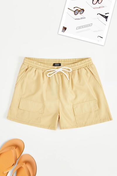 For You Man Men's Swim Shorts with Pocket Detail Mustard