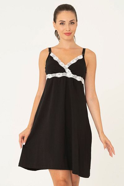 FOR YOU MODA Rochie neagra Camasa de noapte cu functie de alaptare