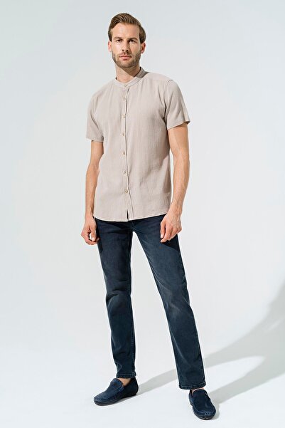 For You Man Organic Judge Collar Full Patch Short Sleeve Stone Shirt