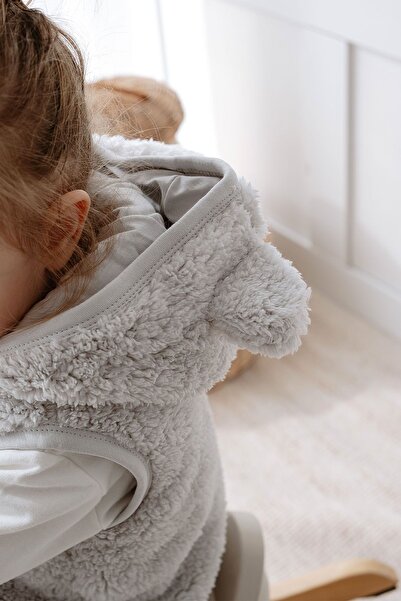 Mother Love Teddy Plush Kids Vest Hooded Lined 3d Eared