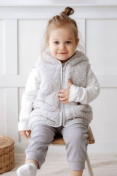 Mother Love Teddy Plush Kids Vest Hooded Lined 3d Eared