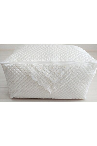 DİLEX 2 'li Hurç Set Çeyizlik Bohça Gelin Bohçası Damat Bohçası Saten Ekru Yastık